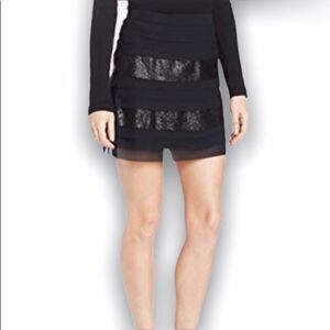 BCBGeneration SZ 4 Black Tiered Sequin Mini Skirt
